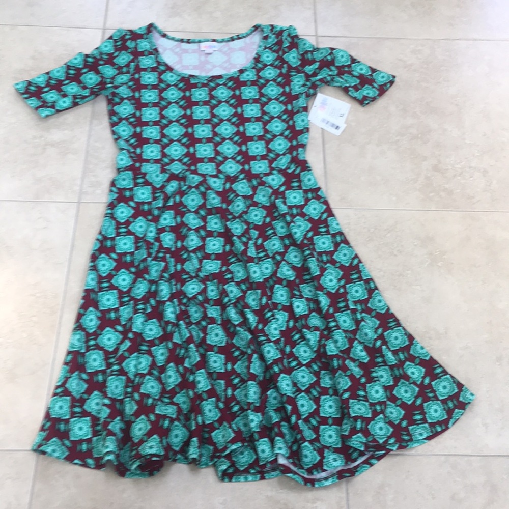 LuLaRoe (Nicole) red and green dress